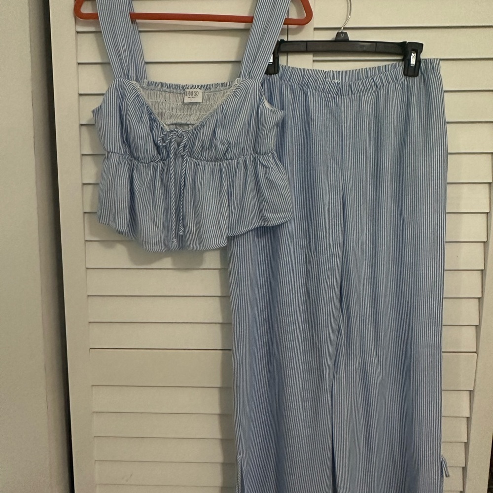 Blue Striped Women's Jumpsuit